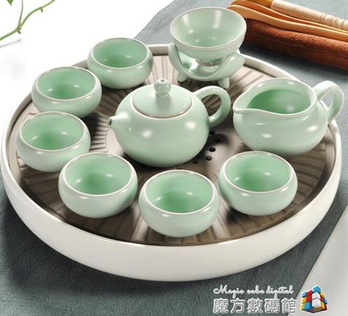 家用汝窯功夫茶具茶杯陶瓷干泡茶盤托套裝日式簡約小茶臺茶海