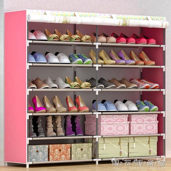 鞋櫃家庭用的防塵鞋架簡易門口加厚帆布家用帶布套經濟型寢室學生
