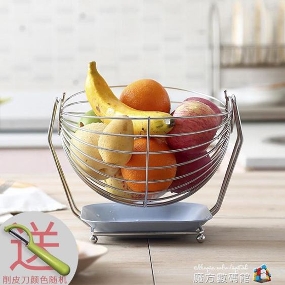 創意304不銹鋼水果籃客廳水果盤家用收納籃瀝水果盆歐式糖果盤