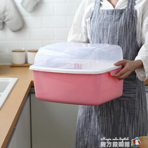 廚房碗櫃帶蓋碗碟架放碗架收納盒瀝水架裝碗筷收納箱置物架瀝水籃