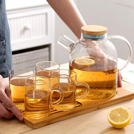 花茶杯套裝簡約玻璃功夫茶具套裝創意家用客廳耐熱高溫過濾茶壺茶杯茶盤整套