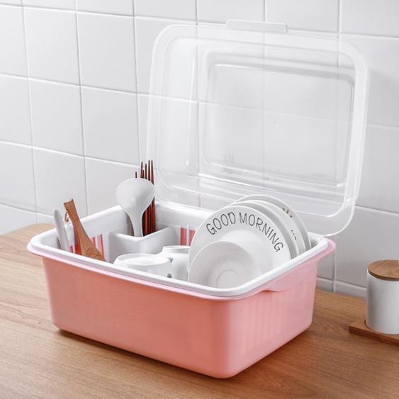 瀝水架廚房碗柜塑料瀝水碗架帶蓋碗筷餐具收納盒放碗碟架滴水碗盤置物架