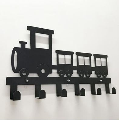 掛鉤火車墻壁裝飾無痕粘膠衣架鑰匙個性鐵藝創意門后衣帽架新品