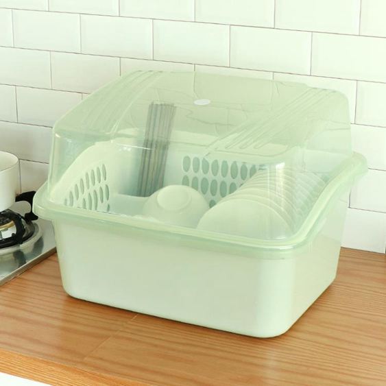 瀝水架裝碗筷收納盒特大碗柜塑料帶蓋廚房放碗碟餐具收納箱置物架