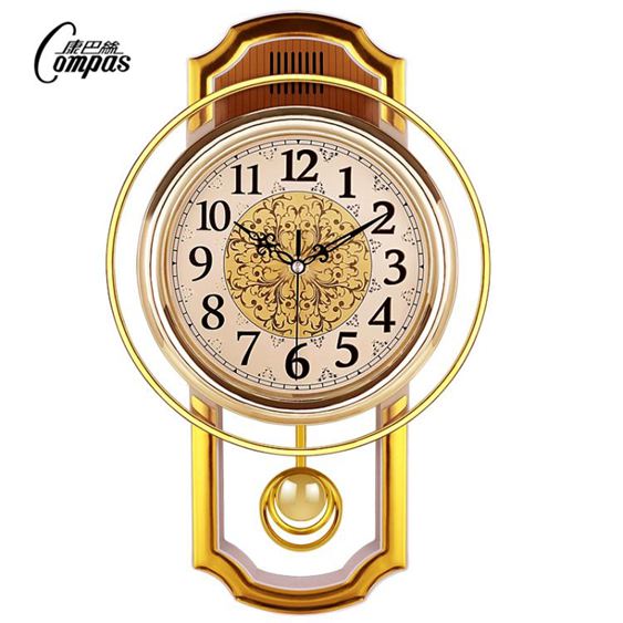 歐式復古搖擺掛鐘客廳簡約時尚掛錶臥室靜音石英鐘現代鐘錶
