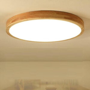 吸頂燈超薄木質LED圓形原木臥室燈北歐簡約書房燈日式現代燈具-