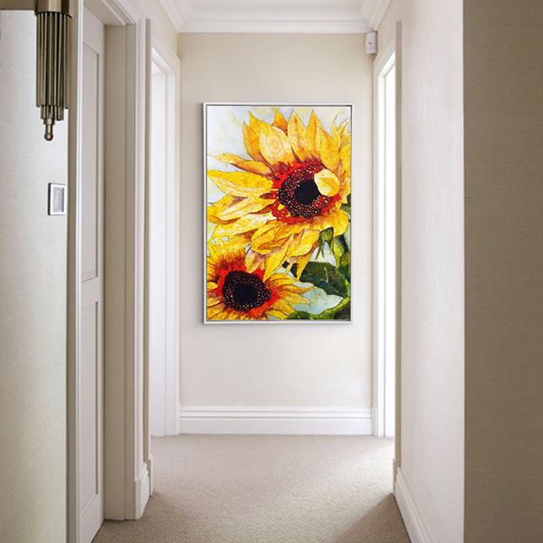 壁畫植物向日葵客廳裝飾畫臥室床頭掛畫玄關走廊過道餐廳墻畫壁畫油畫