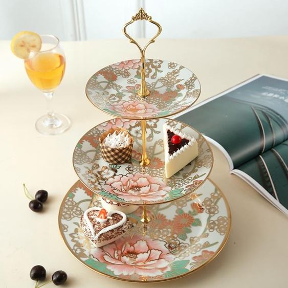 碟子陶瓷水果藍客廳創意蛋糕架玻璃干果盤下午茶點心托盤