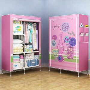 衣櫃新款簡易學生衣櫥鋼管加固組合布折疊19MM粗韓式時尚臥室