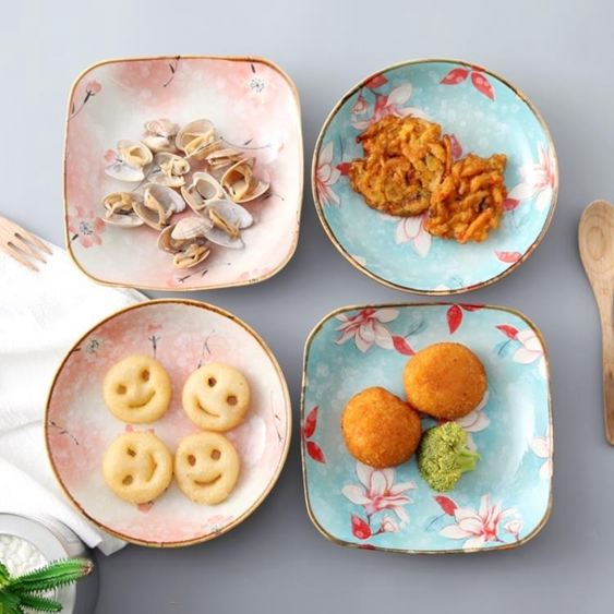碟子菜盤小清新家用陶瓷創意水果盤菜盤菜碟圓形方形可愛魚盤餐具