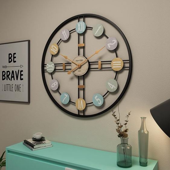 掛鐘客廳裝飾鐘錶現代新款大氣北歐風格免打孔墻壁掛金屬時鐘