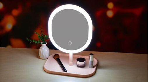 led化妝鏡帶燈補光宿舍桌面臺式梳妝充電式鏡子