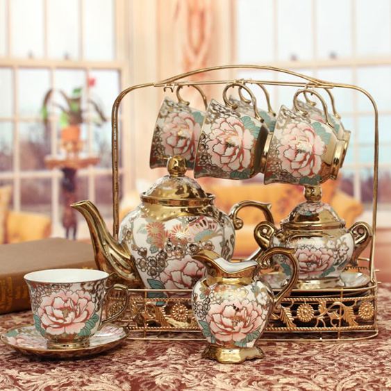 花茶杯套裝歐式陶瓷家用水杯茶具套裝創意客廳耐熱冷涼水壺水具結婚禮品盒