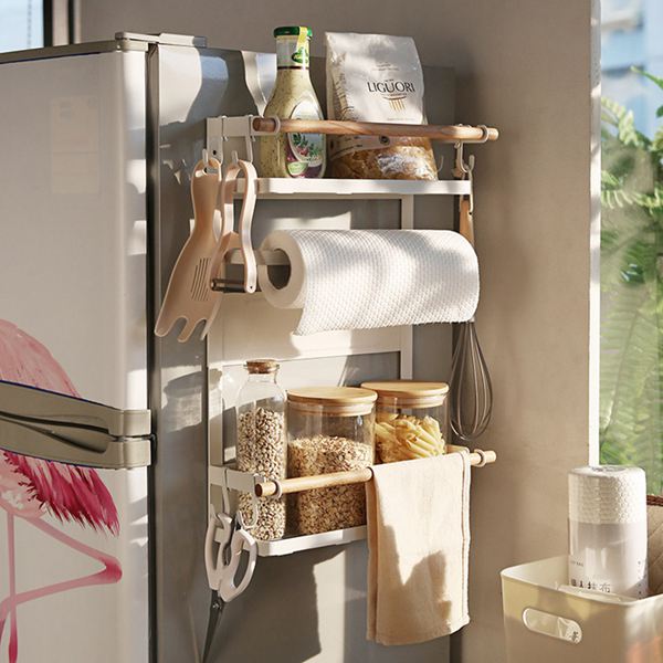 冰箱掛架創意日式冰箱收納架磁性側邊調味料壁架紙巾保鮮膜廚房置物架