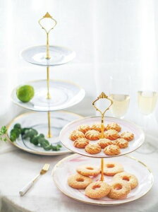 碟子甜品臺陶瓷串盤雙層水果盤多層蛋糕架子婚慶生日派對