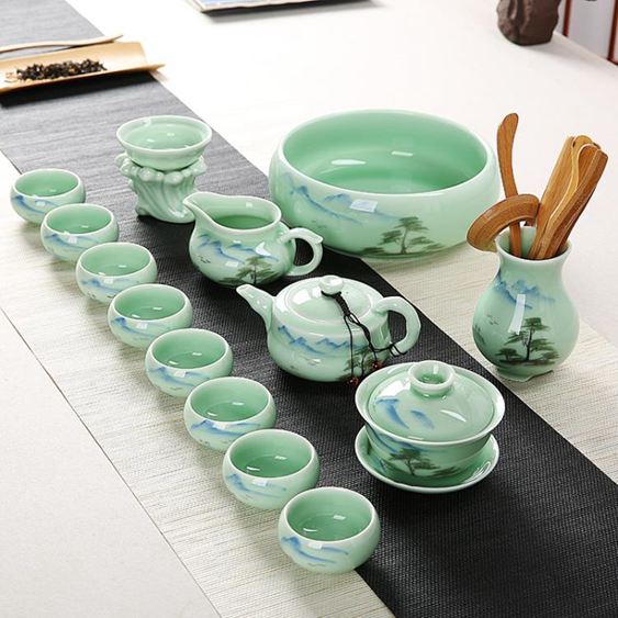 茶具成仙景德鎮陶瓷功夫整套家用茶道套裝青花瓷辦公茶壺茶杯