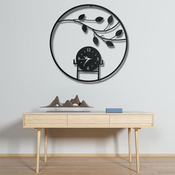 掛鐘新款鐵藝靜音時鐘中式客廳中國風個性墻壁裝飾石英鐘錶