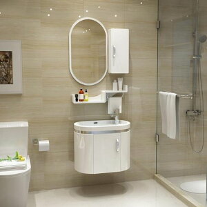浴櫃小戶型浴室櫃組合PVC歐式洗漱臺掛牆式洗臉盆迷你衛生間吊櫃防水