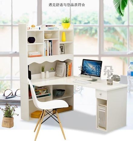 電腦桌家用電腦臺式桌轉角電腦桌簡約書櫃書桌一體書架組合臥室寫字桌子