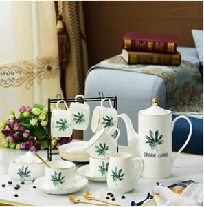 花茶杯套裝歐式陶瓷套裝簡約小奢華描金創意杯碟家用茶具帶壺