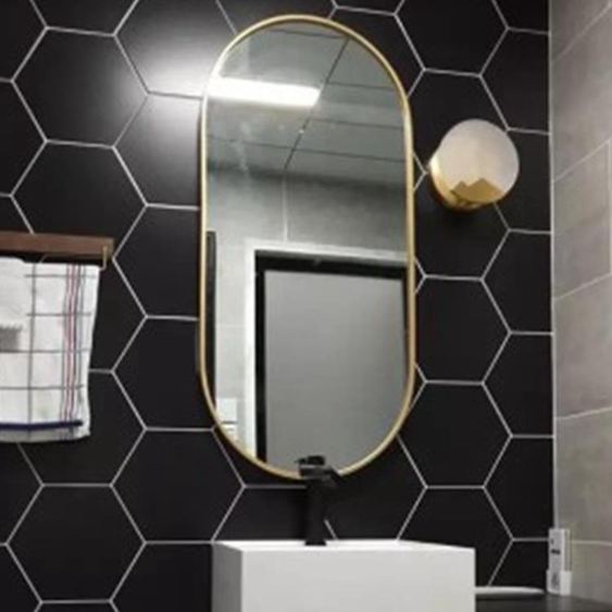 浴室鏡北歐風子衛生間鏡子衛廁所洗手間鏡子壁掛鏡橢圓化妝鏡-