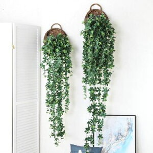 仿真招財葉子壁掛假花藤條陽臺裝飾塑料藤蔓植物綠植墻面吊綠樹葉