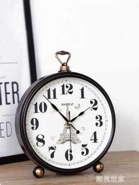 創意坐鐘錶座鐘客廳擺件歐式大號復古臺鐘時鐘桌面臺式鐘家用擺鐘