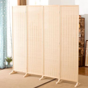 （四扇）中式竹編屏風房間折疊隔斷墻裝飾客廳臥室移動簡約現代屏障簾家用