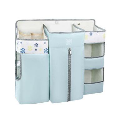 嬰兒床掛袋床頭收納袋多功能尿布袋整理尿不濕床邊置物架可水洗