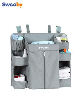 sweeby嬰兒床掛袋收納袋床頭尿布收納置物架床邊置物袋通用可水洗