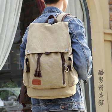 韓版男士背包休閒雙肩包男時尚潮流帆布男包旅行包電腦包學生書包