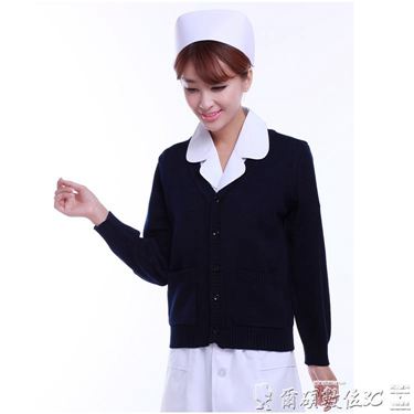 護士服護士毛衣開衫外套女加厚藏藍色V領醫院針織衫加絨外搭冬南丁格爾 領券更優惠
