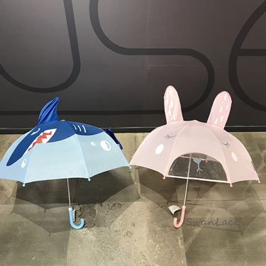 韓國同步SWANLACE心選立體卡通鯊魚兒童兔子透明晴雨傘居家物語生活館