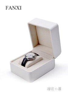 凡西FANXI新款手錶禮品盒(圓角)pu皮手錶包裝盒車線工藝黑白色 領券更優惠