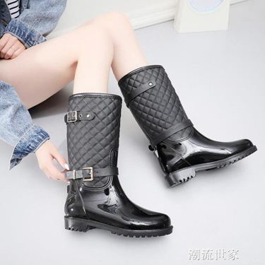 雨鞋高筒女式防水防滑潮韓國雨靴高筒長筒成人時尚款外穿中筒水鞋 領券更優惠