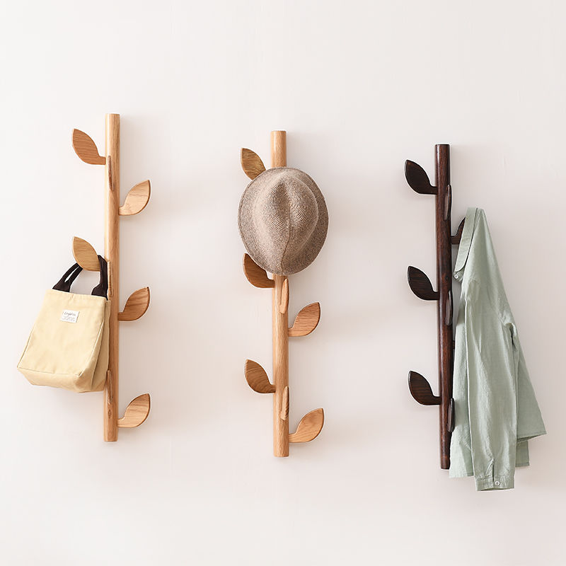 實木樹葉衣帽架創意樹形掛衣鉤家用客廳墻壁掛衣架臥室衣帽鉤掛架