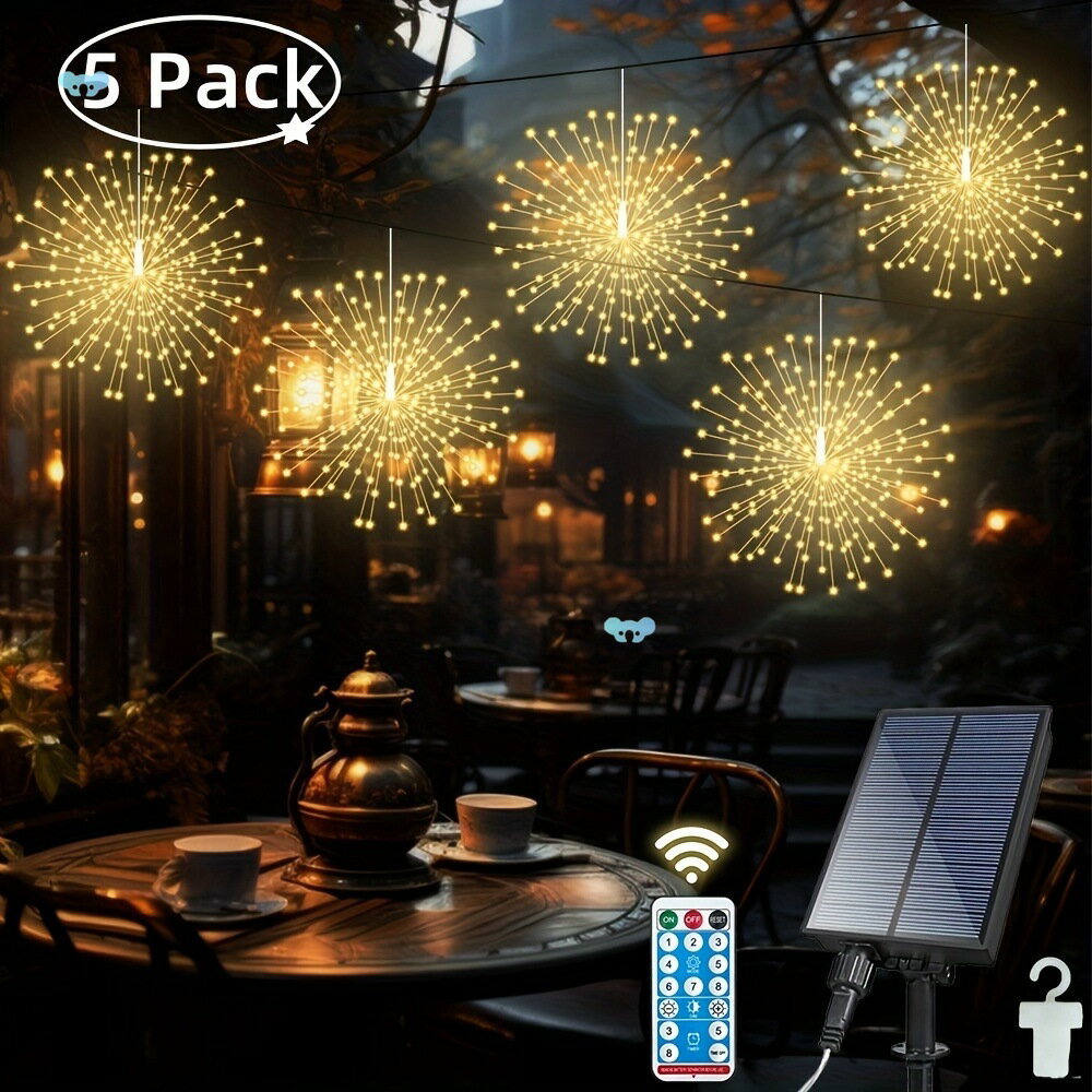 5PCS 450LEDs Solar Starburst Sphere Lights, Firework Lights