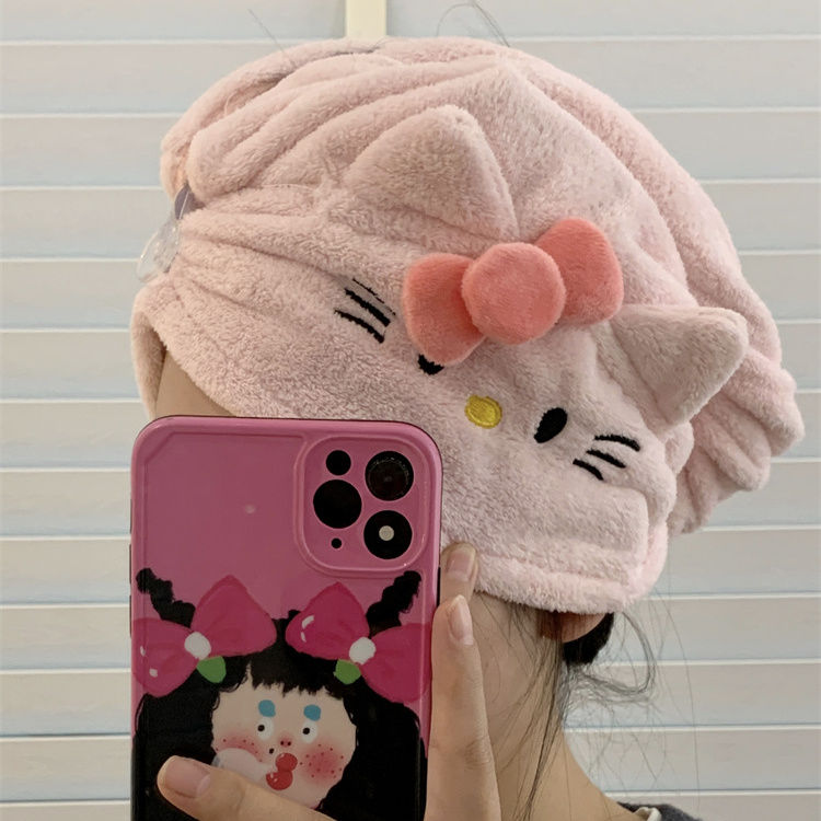 免運 幹髮帽 可愛HELLOKITTY干發帽女珊瑚絨吸水速干包頭巾少女心干發巾不掉毛