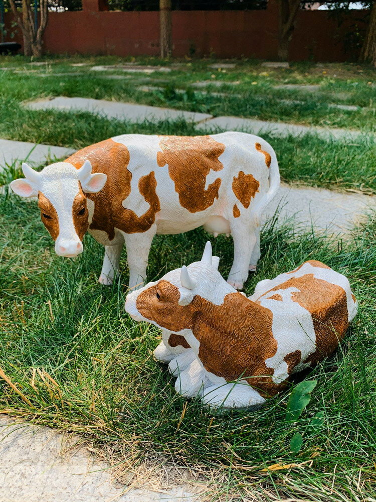 仿真奶牛模型裝飾擺件民宿農家樂居家花園庭院田園風禮物樹脂雕塑