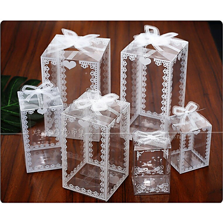 PVC盒 透明盒 透明 包裝盒 花邊 禮物 盒 展示 塑膠 餅乾 糖果 盒子 禮品 婚禮 小物 收納 包裝 烘焙 批發 5