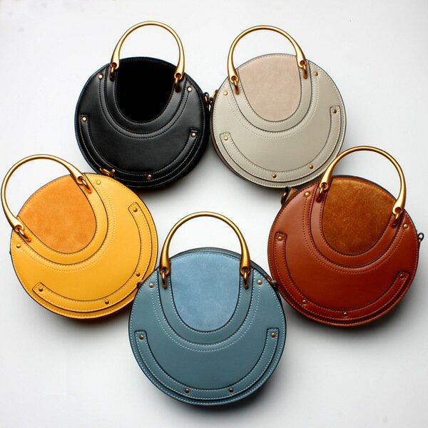 美琪 2017新款 復古真皮金屬圓環包