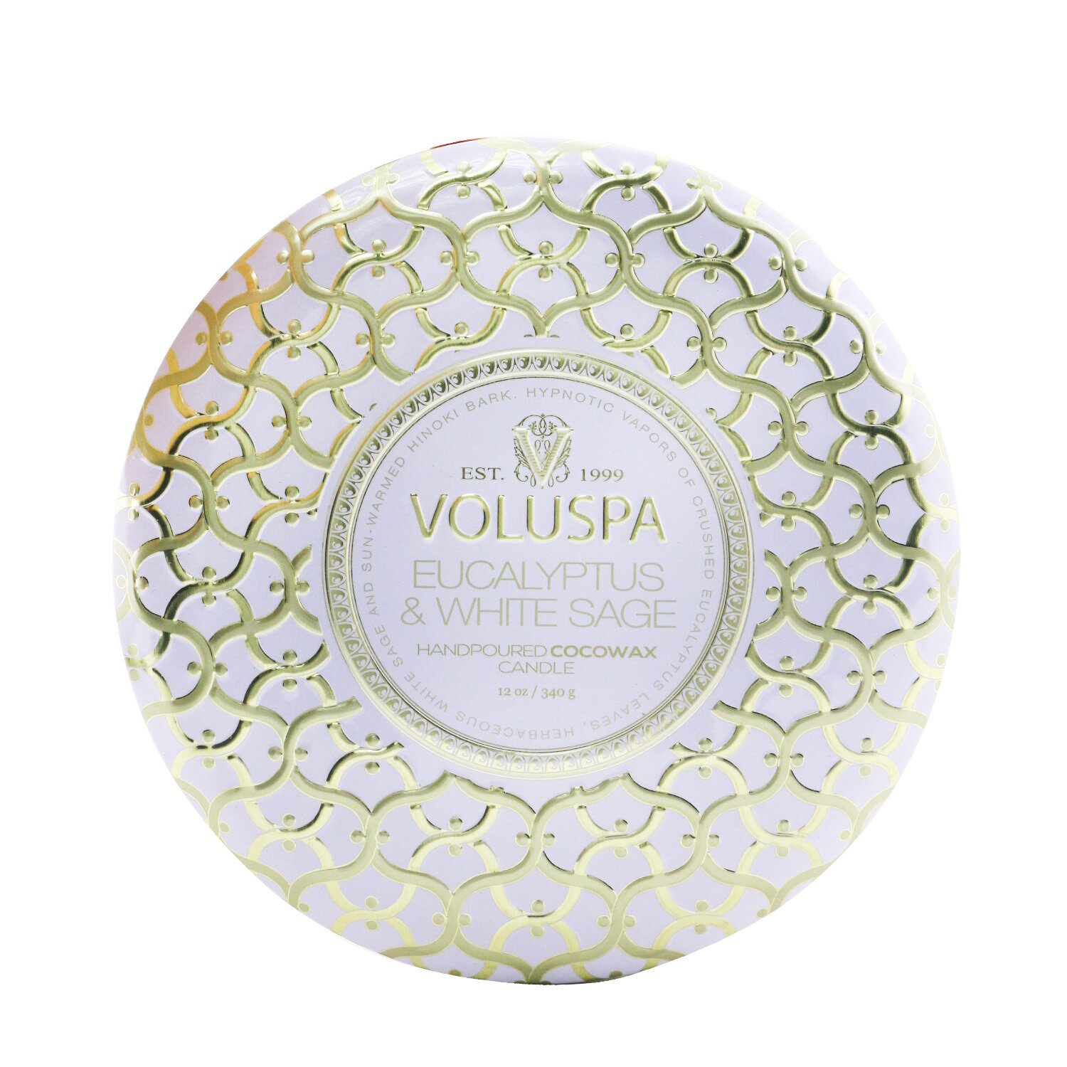 Voluspa - 3 Wick Decorative Tin 芳香蠟燭 - Eucalyptus & White Sage