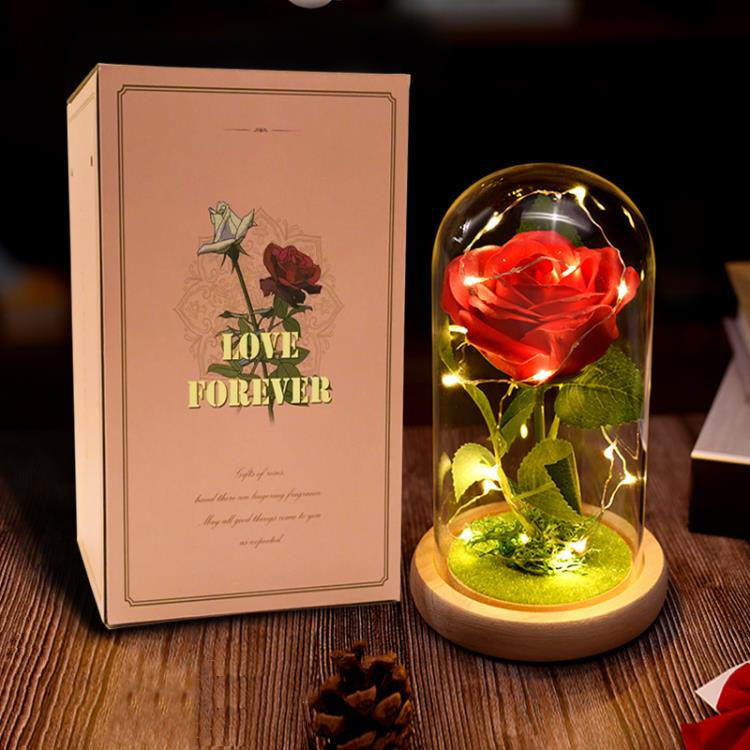 永生花玻璃罩禮盒玫瑰向日葵香皂花仿真花束擺件送女友生日禮物 全館免運