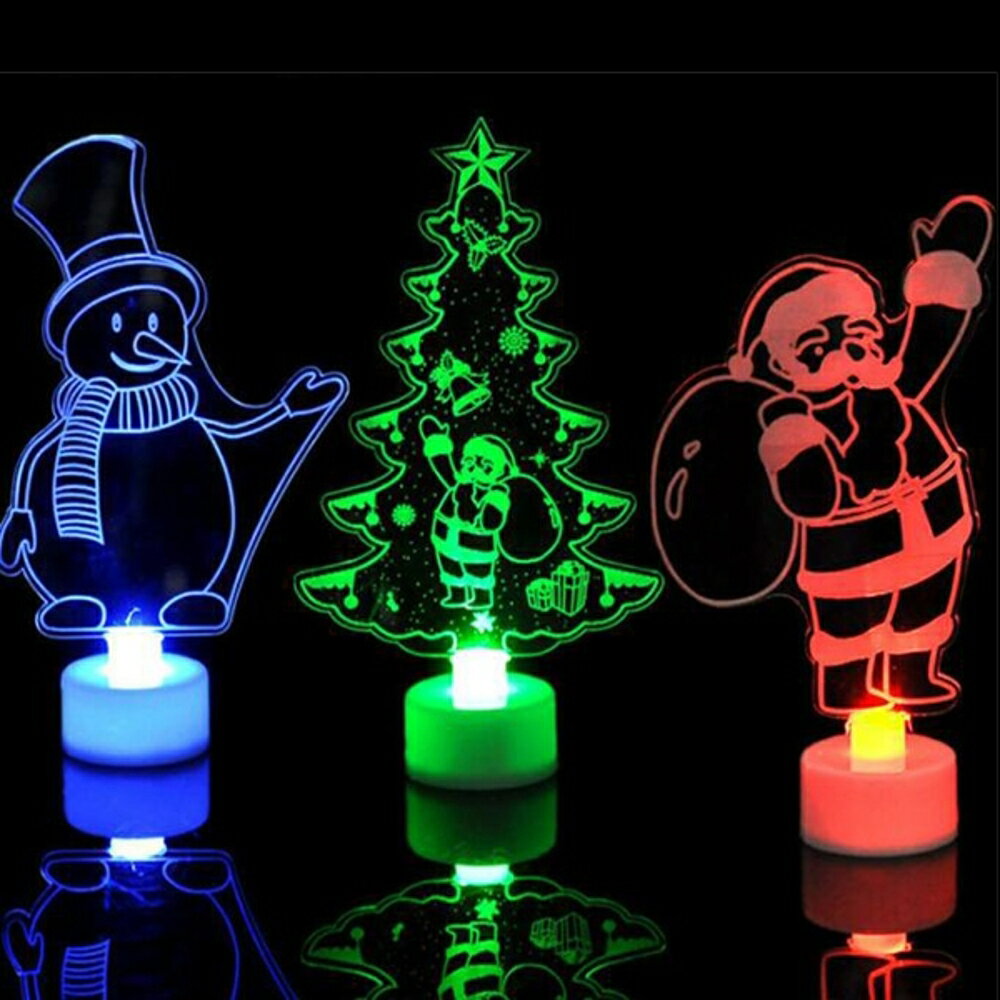 聖誕節七彩白版面樹雪老人夜燈【BlueCat】【XM0341】