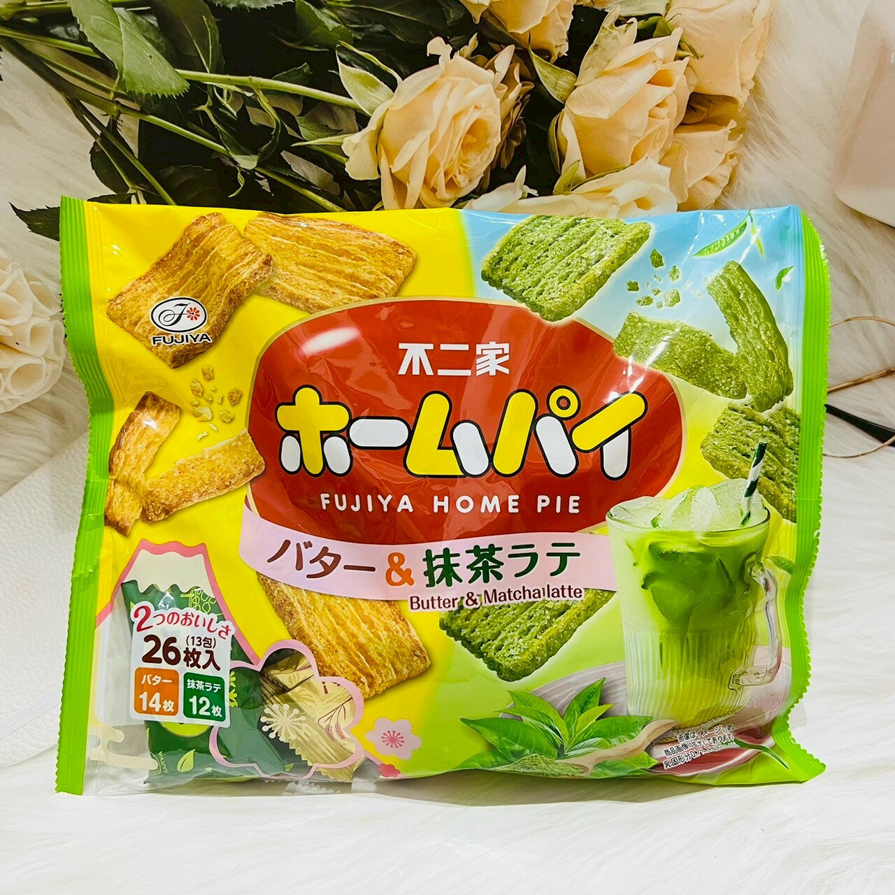 日本 Fujiya 不二家 雙味千層酥餅 奶油抹茶 26枚入 千層派 抹茶酥餅 奶油酥餅 千層酥 奶油餅 抹茶餅 酥餅