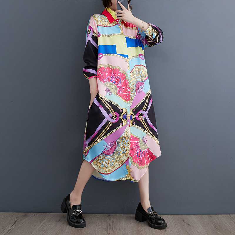 【巴黎精品】洋裝長袖連身裙-日系文藝復古襯衫裙女裙子a1cr12