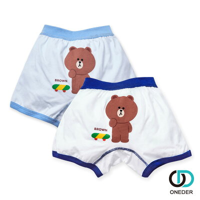 【ONEDER旺達】LINE BROWN熊大二入男童四角內褲 純棉內褲 BF-CU001