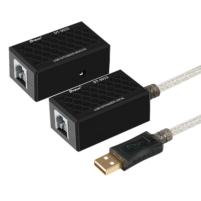 帝特USB單網線延長器60米usb轉網線網路RJ45延長器usb訊號加強放大器連線列印機監控帶電源DT-5015