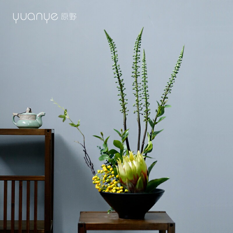 新式禪意仿真花擺件高檔餐桌茶幾花藝擺設裝飾絹花室內客廳假花