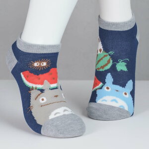 真愛日本 宮崎駿 吉卜力 龍貓 左右異柄 龍貓們西瓜 海軍藍 襪子 卡通襪 大人襪 襪